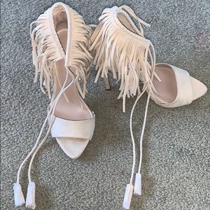 Zara faux suede tassel heels